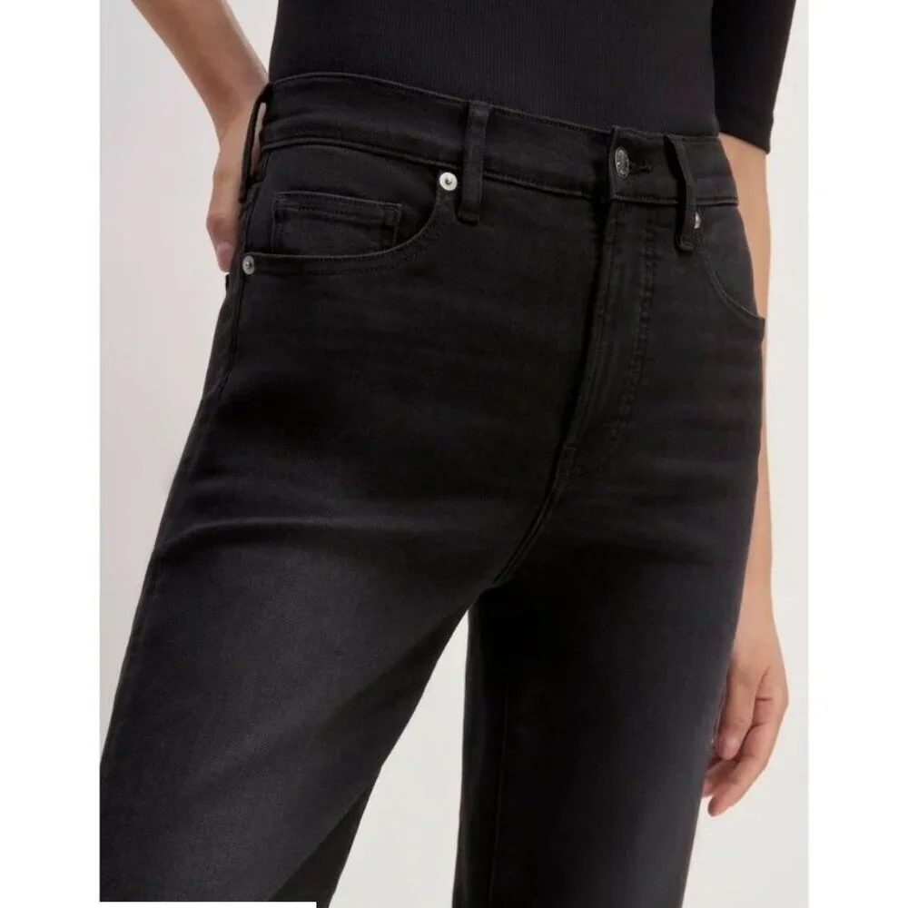 NWT Everlane Women's Black Kick Flare Denim Jeans Pant Organic Cotton MSRP $128 - Picture 3 of 15